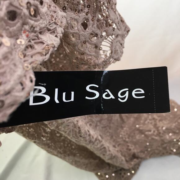 Blu Sage Sequin Gown Taupe 12 - Picture 13 of 16